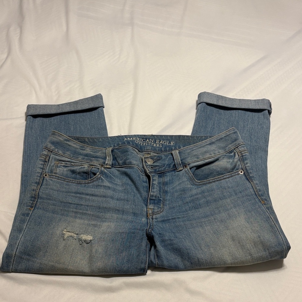 American Eagle Outfitters Women's Light Blue Artist Crop